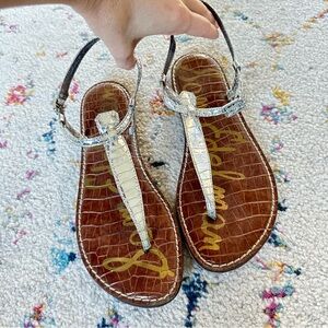 Sam Edelman Silver croc embossed Gigi sandals size 7.5